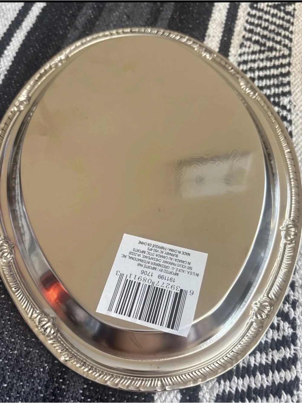 Silver Decorative Oval Serving Tray - Elegant Home Bath Accent